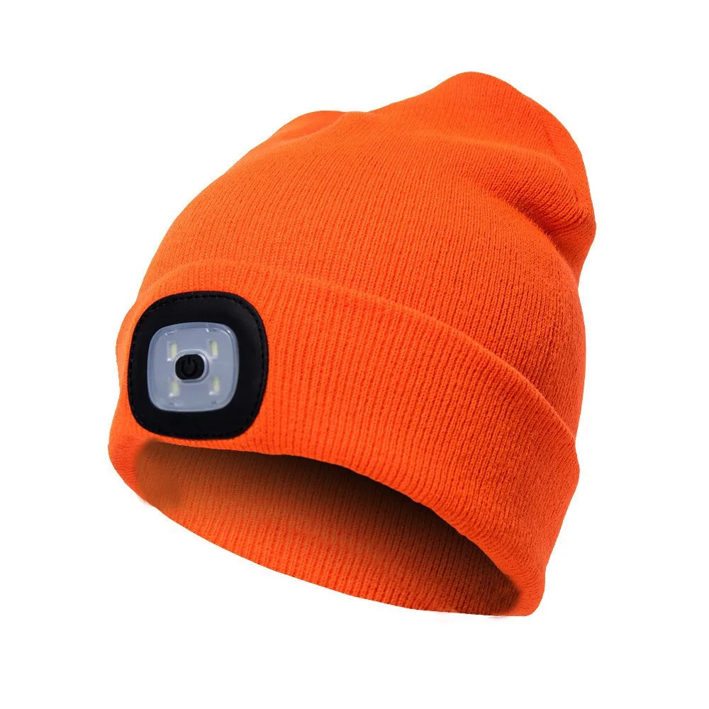 Led Light Knitted Hat Warm Elastic Beanie Autumn Winter Outdoor Sports Night Hiking Fishing Camping Glow Bonnet Unisex Headlight