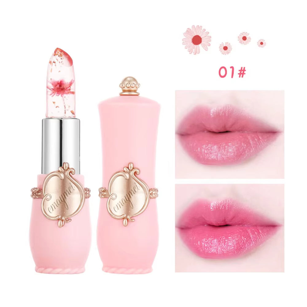 Beauty Jelly Dried Flower Color Changing Lipstick Transparent Flower Temperature Changing Lipstick Non-Stick Cup Lipstick