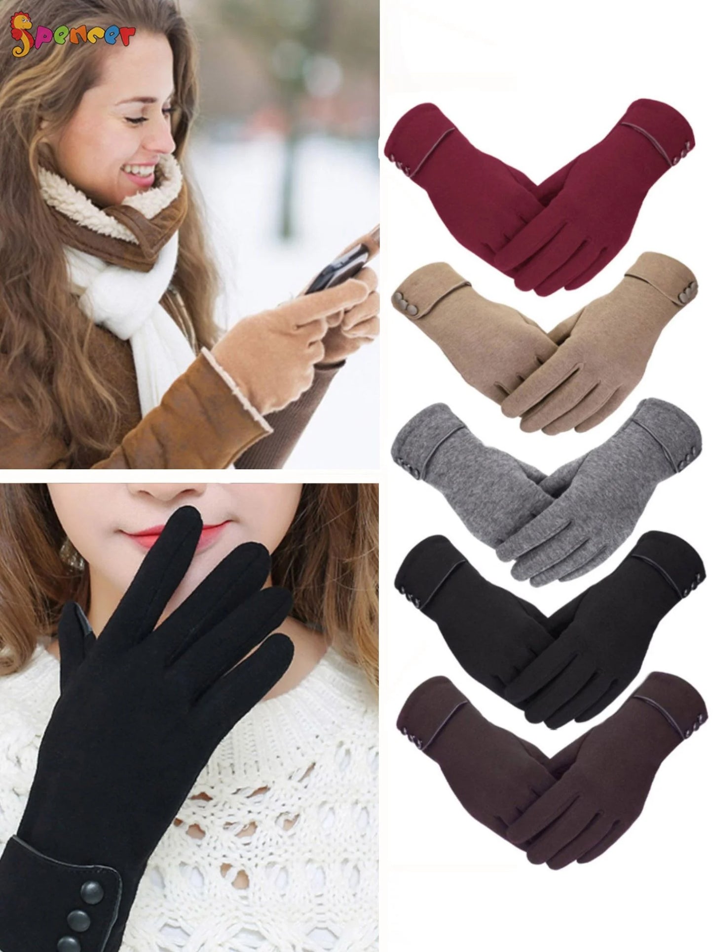 Women S Touchscreen Gloves Winter Warm Thermal Soft Lined Thick Texting Gloves Windproof Driving Gloves for Ladies Black