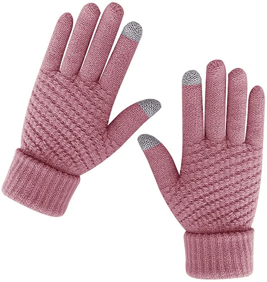 Women Winter Warm Touch Screen Gloves Knitted Soft Elastic Thick Gloves for Clod Weather Black