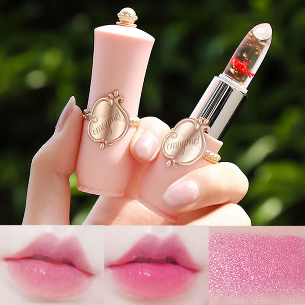 Beauty Jelly Dried Flower Color Changing Lipstick Transparent Flower Temperature Changing Lipstick Non-Stick Cup Lipstick